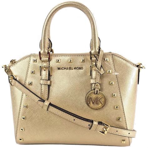 NWT Michael Kors Women’s Ciara Pale Gold Studded Medium 